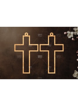 Σετ των 3 Intra απο ξύλο plywood  Χρώμα wenge 3mm-4mm πάχος - Σταυρωτά σκουλαρίκια Δίασταση 3x3 cm INTRAFABR-122961066