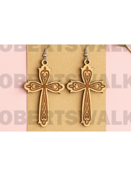 Σετ των 3 Intra απο ξύλο plywood  Χρώμα wenge 3mm-4mm πάχος - Σκουλαρίκια σταυρωτής καρδιάς Δίασταση 3x3 cm INTRAFABR-121436702