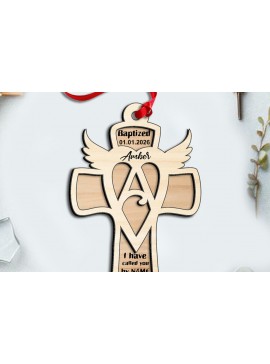 Σετ των 2 Intra απο ξύλο plywood  Χρώμα wenge 3mm-4mm πάχος - Σταυρό γράμμα ένα στολίδι λέιζερ δώρο Δίασταση 6x6 cm INTRAFABR-70010125