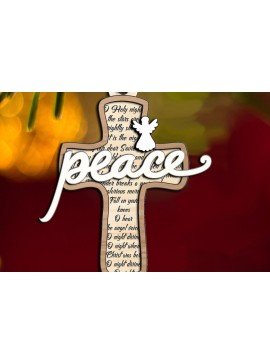 Σετ των 2 Intra απο ξύλο plywood  Χρώμα wenge 3mm-4mm πάχος - Χριστουγεννιάτικο στολίδι σταυρού Ειρήνης Δίασταση 6x6 cm INTRAFABR-66793234