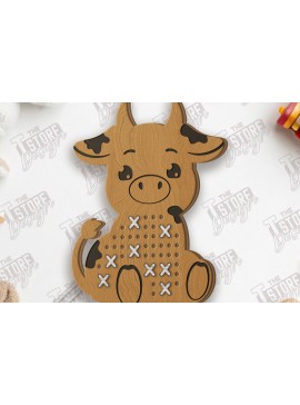 Σετ των 2 Intra απο ξύλο plywood  Χρώμα wenge 3mm-4mm πάχος - Cross Stitch Cow | Μοντεσσόρι Δίασταση 15x15 cm INTRAFABR-33198978