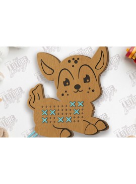 Σετ των 2 Intra απο ξύλο plywood  Χρώμα wenge 3mm-4mm πάχος - Cross Stitch Deer | Μοντεσσόρι Δίασταση 15x15 cm INTRAFABR-81367981