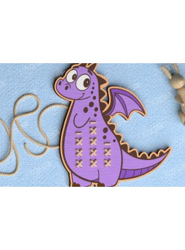 Σετ των 2 Intra απο ξύλο plywood  Χρώμα wenge 3mm-4mm πάχος - Cross Stitch Dragon | Montessori Lacing Δίασταση 15x15 cm INTRAFABR-39638909