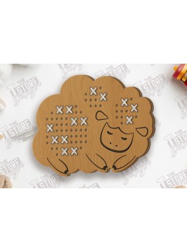 Σετ των 2 Intra απο ξύλο plywood  Χρώμα wenge 3mm-4mm πάχος - Cross Stitch Sheep | CNC Δίασταση 15x15 cm INTRAFABR-109525269