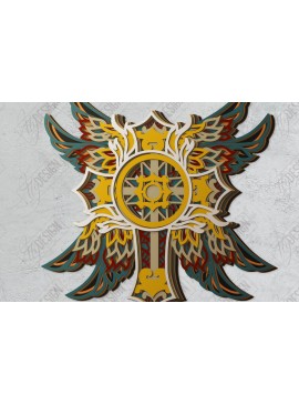 Σετ των 2 Intra απο ξύλο plywood  Χρώμα wenge 3mm-4mm πάχος - Cross Wings Multilayer | CNC Δίασταση 20x20 cm INTRAFABR-94106616