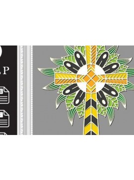 Σετ των 2 Intra απο ξύλο plywood  Χρώμα wenge 3mm-4mm πάχος - Σταυρός με λουλούδια Δίασταση 20x20 cm INTRAFABR-44660906