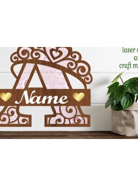 Intra απο ξύλο plywood  Χρώμα wenge 3mm-4mm πάχος - Crown Capital Monogram Letter a Δίασταση 30x20 cm INTRAFABR-70929812