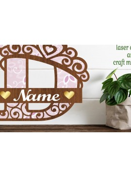 Intra απο ξύλο plywood  Χρώμα wenge 3mm-4mm πάχος - Μονόγραμμα με κεφαλαίο στέμμα Γράμμα D Δίασταση 30x20 cm INTRAFABR-70610533