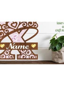 Intra απο ξύλο plywood  Χρώμα wenge 3mm-4mm πάχος - Κορώνα κεφαλαίο μονόγραμμα Γράμμα X Δίασταση 30x20 cm INTRAFABR-72793245