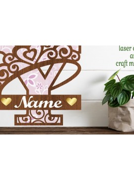 Intra απο ξύλο plywood  Χρώμα wenge 3mm-4mm πάχος - Μονόγραμμα με κεφαλαίο στέμμα Γράμμα Y Δίασταση 30x20 cm INTRAFABR-39482478