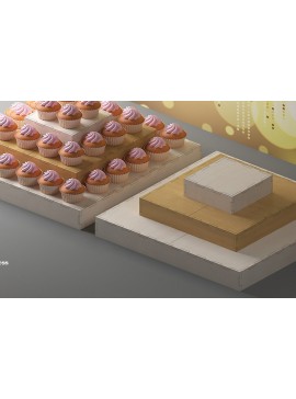 Intra απο ξύλο plywood  Χρώμα wenge 3mm-4mm πάχος - Βάση προβολής Cupcake / Ξύλινη θήκη για κέικ Δίασταση 30x20 cm INTRAFABR-77770755