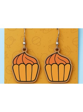 Σετ των 3 Intra απο ξύλο plywood  Χρώμα wenge 3mm-4mm πάχος - Φθινοπωρινά σκουλαρίκια Cupcake Cut File Δίασταση 3x3 cm INTRAFABR-123702812