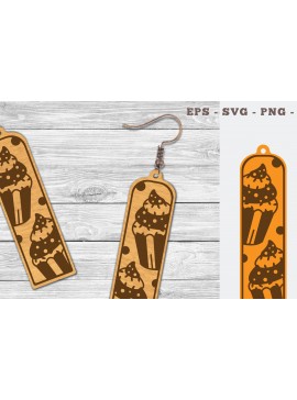 Σετ των 3 Intra απο ξύλο plywood  Χρώμα wenge 3mm-4mm πάχος - Σκουλαρίκια κοπής με λέιζερ Cupcake Δίασταση 3x3 cm INTRAFABR-85800621