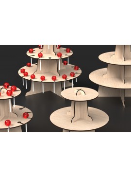 Σετ των 2 Intra απο ξύλο plywood  Χρώμα wenge 3mm-4mm πάχος - Cupcake Lollipop Stand Δίασταση 20x20 cm INTRAFABR-39569724