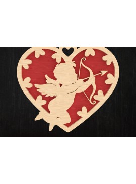 Σετ των 2 Intra απο ξύλο plywood  Χρώμα wenge 3mm-4mm πάχος - Σχέδιο Έρως Καρδιά Valentine Δίασταση 6x6 cm INTRAFABR-125403392