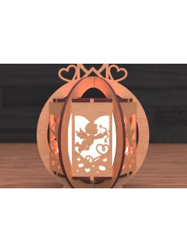 Intra απο ξύλο plywood  Χρώμα wenge 3mm-4mm πάχος - με λέιζερ Cupid Lantern Δίασταση 30x20 cm INTRAFABR-110860872