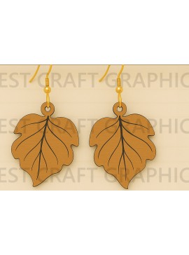 Σετ των 3 Intra απο ξύλο plywood  Χρώμα wenge 3mm-4mm πάχος - Σκουλαρίκια με κυρτό περίγραμμα φύλλων Δίασταση 3x3 cm INTRAFABR-124429293