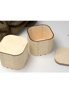 Σετ των 2 Intra απο ξύλο plywood  Χρώμα wenge 3mm-4mm πάχος - Καμπυλωτό στρογγυλεμένο κουτί Δίασταση 20x20 cm INTRAFABR-34115441