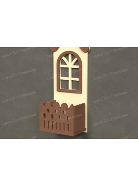 Intra απο ξύλο plywood  Χρώμα wenge 3mm-4mm πάχος - Κουτί φράχτη με καμπυλωτό παράθυρο Διακόσμηση τοίχου Δίασταση 30x20 cm INTRAFABR-124405734