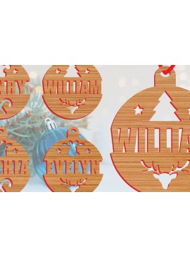 Σετ των 2 Intra απο ξύλο plywood  Χρώμα wenge 3mm-4mm πάχος - Προσαρμοσμένο χριστουγεννιάτικο μπιχλιμπίδι Δίασταση 15x15 cm INTRAFABR-114633144