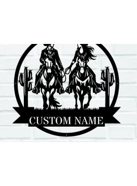 Intra απο ξύλο plywood  Χρώμα wenge 3mm-4mm πάχος - Προσαρμοσμένο Cowboy Cowgirl Couple Metal Sing Δίασταση 30x40 cm INTRAFABR-102416022