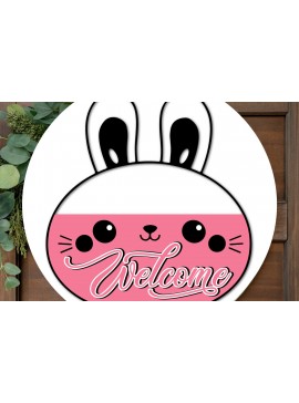 Σετ των 2 Intra απο ξύλο plywood  Χρώμα wenge 3mm-4mm πάχος - Προσαρμοσμένη Στρογγυλή πινακίδα καλωσορίσματος Πάσχα Δίασταση 4x4 cm INTRAFABR-97785475