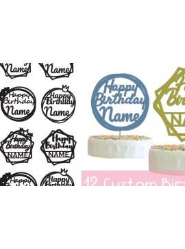 Σετ των 2 Intra απο ξύλο plywood  Χρώμα wenge 3mm-4mm πάχος - Πακέτο τούρτας γενεθλίων με προσαρμοσμένο όνομα Δίασταση 20x20 cm INTRAFABR-120973280