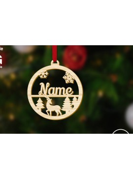 Σετ των 2 Intra απο ξύλο plywood  Χρώμα wenge 3mm-4mm πάχος - Προσαρμοσμένο όνομα Χριστουγεννιάτικη διακόσμηση με ελάφια Δίασταση 1x4 cm INTRAFABR-104760071