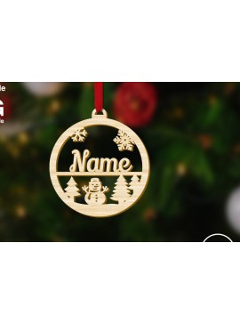 Σετ των 2 Intra απο ξύλο plywood  Χρώμα wenge 3mm-4mm πάχος - Προσαρμοσμένο όνομα Χριστουγεννιάτικη διακόσμηση με χιονάνθρωπο Δίασταση 1x4 cm INTRAFABR-116868226