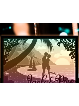 Σετ των 2 Intra απο ξύλο plywood  Χρώμα wenge 3mm-4mm πάχος - Προσαρμοσμένο όνομα Ζευγάρι σε κοπή χαρτιού παραλίας Δίασταση 20x20 cm INTRAFABR-81243708