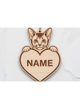 Σετ των 2 Intra απο ξύλο plywood  Χρώμα wenge 3mm-4mm πάχος - Προσαρμοσμένο Oriental Keychain Name Cat Δίασταση 4x4 cm INTRAFABR-111697055