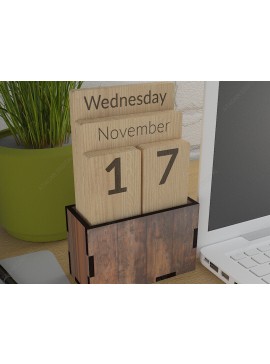 Σετ των 2 Intra απο ξύλο plywood  Χρώμα wenge 3mm-4mm πάχος - Προσαρμοσμένο Ξύλινο Μπλοκ Διαρκές Ημερολόγιο Δίασταση 20x20 cm INTRAFABR-109581297