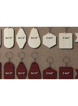 Σετ των 2 Intra απο ξύλο plywood  Χρώμα wenge 3mm-4mm πάχος - Προσαρμόσιμα Ξύλινα μπρελόκ 039 Δίασταση 4x4 cm INTRAFABR-110796354