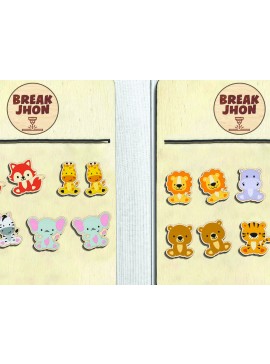 Σετ των 3 Intra απο ξύλο plywood  Χρώμα wenge 3mm-4mm πάχος - Cute Animal Stud Earrings -Break Jhon Δίασταση 3x3 cm INTRAFABR-93046990