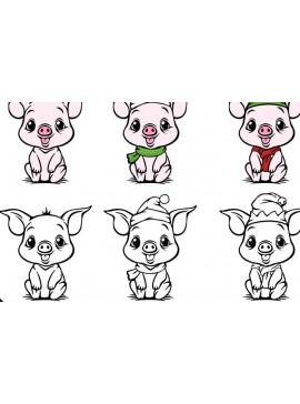 Intra απο ξύλο plywood  Χρώμα wenge 3mm-4mm πάχος - Χαριτωμένα χριστουγεννιάτικα σχέδια για μωρά γουρουνάκια Δίασταση 30x20 cm INTRAFABR-122541414