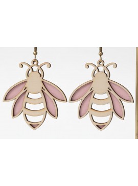 Σετ των 3 Intra απο ξύλο plywood  Χρώμα wenge 3mm-4mm πάχος - Χαριτωμένα σκουλαρίκια με στρώματα μέλισσας Δίασταση 3x3 cm INTRAFABR-101332328