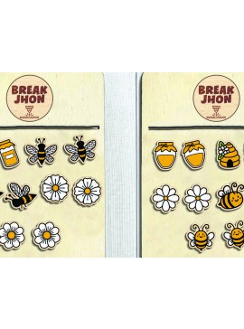 Σετ των 3 Intra απο ξύλο plywood  Χρώμα wenge 3mm-4mm πάχος - Cute Bee Stud Earring Cut File Δίασταση 3x3 cm INTRAFABR-92862426