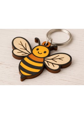 Σετ των 2 Intra απο ξύλο plywood  Χρώμα wenge 3mm-4mm πάχος - Cute Bumblebee Ξύλινο Μπρελόκ Δίασταση 4x4 cm INTRAFABR-27704134