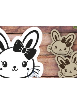 Σετ των 3 Intra απο ξύλο plywood  Χρώμα wenge 3mm-4mm πάχος - Χαριτωμένα σκουλαρίκια λαγουδάκι | Πασχαλινό λέιζερ Δίασταση 3x3 cm INTRAFABR-87260468