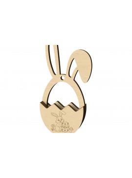 Intra απο ξύλο plywood  Χρώμα wenge 3mm-4mm πάχος - Χαριτωμένο λαγουδάκι Πασχαλινό καλάθι Δίασταση 30x20 cm INTRAFABR-87260574