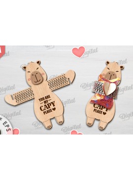Intra απο ξύλο plywood  Χρώμα wenge 3mm-4mm πάχος - Cute Capybara Candy Holder Δίασταση 30x20 cm INTRAFABR-108901908