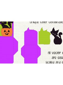 Σετ των 2 Intra απο ξύλο plywood  Χρώμα wenge 3mm-4mm πάχος - Χαριτωμένη γάτα | Θήκη δώρου αποκριών Δίασταση 15x15 cm INTRAFABR-99201269