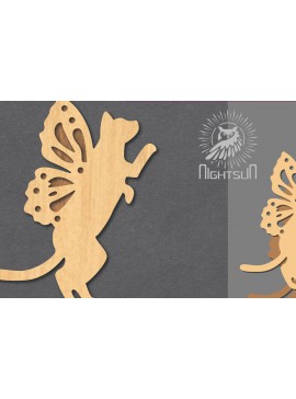 Σετ των 2 Intra απο ξύλο plywood  Χρώμα wenge 3mm-4mm πάχος - Cute Cat Decoration 2 Δίασταση 20x20 cm INTRAFABR-99201289