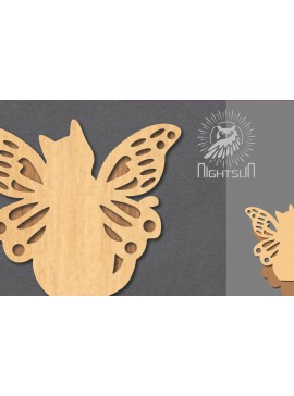Σετ των 2 Intra απο ξύλο plywood  Χρώμα wenge 3mm-4mm πάχος - Cute Cat Decoration 6 Δίασταση 20x20 cm INTRAFABR-99201257