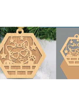 Σετ των 2 Intra απο ξύλο plywood  Χρώμα wenge 3mm-4mm πάχος - Cute Cat Στολίδι 1 Δίασταση 6x6 cm INTRAFABR-78989801