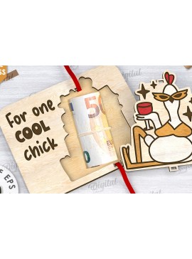 Intra απο ξύλο plywood  Χρώμα wenge 3mm-4mm πάχος - Cute Chicken Money Holder Δίασταση 30x20 cm INTRAFABR-100164911