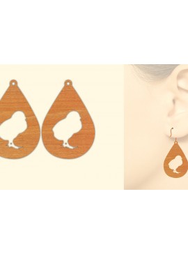 Σετ των 3 Intra απο ξύλο plywood  Χρώμα wenge 3mm-4mm πάχος - Χαριτωμένα Ξύλινα Σκουλαρίκια Κοτόπουλου με Δίασταση 3x3 cm INTRAFABR-39076100