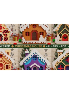 Intra απο ξύλο plywood  Χρώμα wenge 3mm-4mm πάχος - Χαριτωμένο Χριστουγεννιάτικο Σπίτι 3D || ΔΕΜΑ || Δίασταση 40x50 cm INTRAFABR-52603567