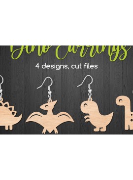 Σετ των 3 Intra απο ξύλο plywood  Χρώμα wenge 3mm-4mm πάχος - Cute Dinosaur Earrings Cut Files Δίασταση 3x3 cm INTRAFABR-68438500