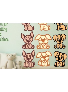 Intra απο ξύλο plywood  Χρώμα wenge 3mm-4mm πάχος - Σχήματα αρχείων κομμένα με λέιζερ χαριτωμένο σκυλί. 3 Σκύλοι Ι Δίασταση 30x20 cm INTRAFABR-102067916